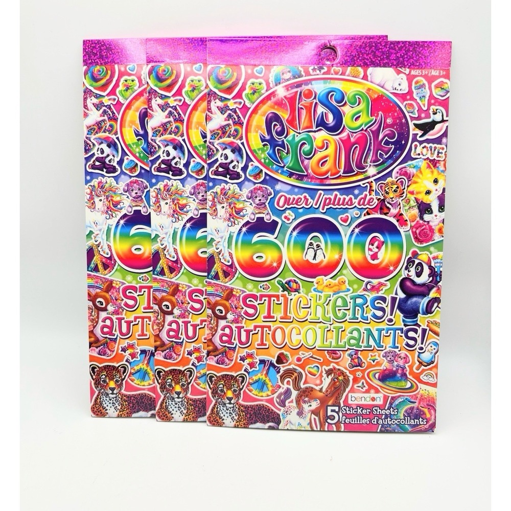 Lisa Frank 600 Sticker/5 Page Books Rainbow 80s 90s Craft Journal Fun 3 NEW
